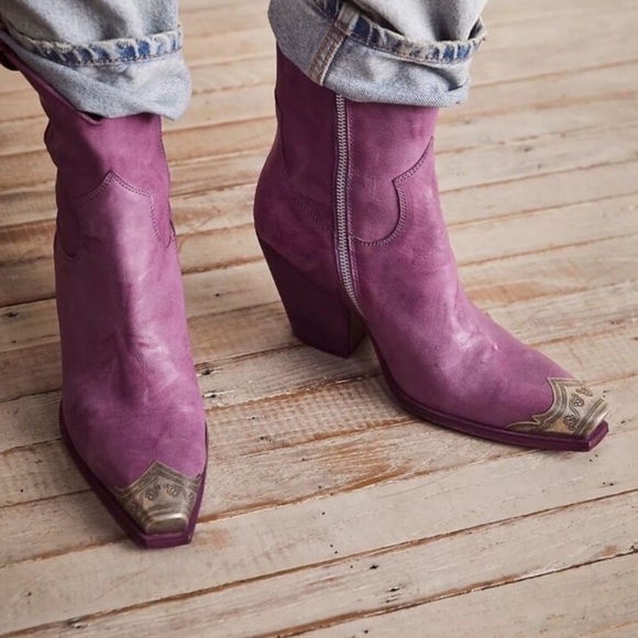 Free People Shoes - Free People | Purple Leather Brayden Cap Toe Western Booties Size 7.5 NWOB